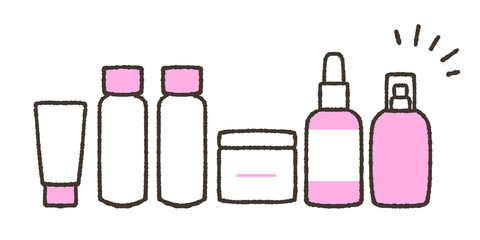 基礎化粧品セットのイラスト