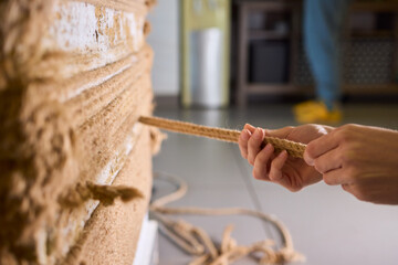Rope Art Installation A Unique Combination of Handcrafted and Textured Materials Within Space
