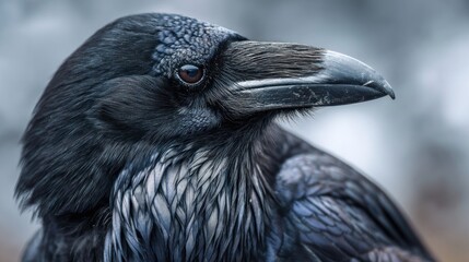 Detailed profile of ravens head