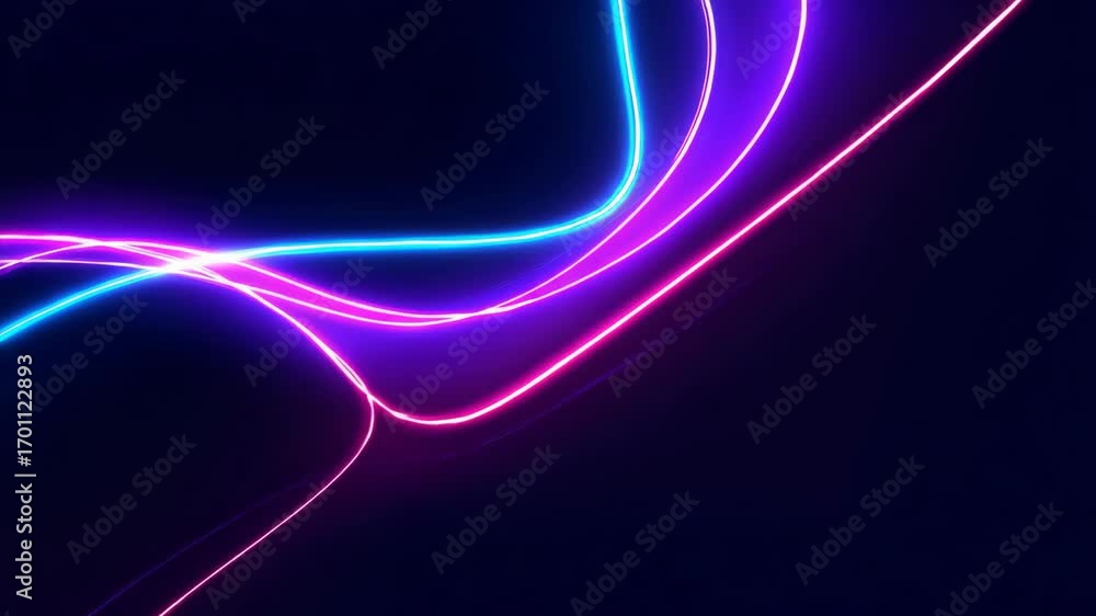 Poster vivid neon light trails with glowing curves in dynamic motion