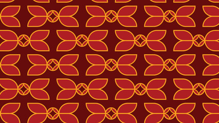 Abstract ornamental vector seamless red pattern and swatches oriental chinese new year modern simple wallpaper geometric diagonal fabric set of design elements EPS 10