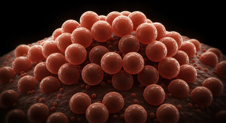 Staphylococcus Aureus Bacteria Colony 3D Render