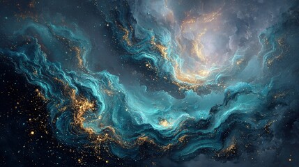 Obraz premium Colorful Abstract Nebula in Deep Space