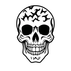 Fototapeta premium Stylized skull with cracked forehead and dark eye sockets