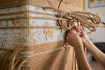 Rope Art Installation A Unique Combination of Handcrafted and Textured Materials Within Space