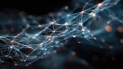 Abstract digital neural network with glowing nodes and interconnected lines
