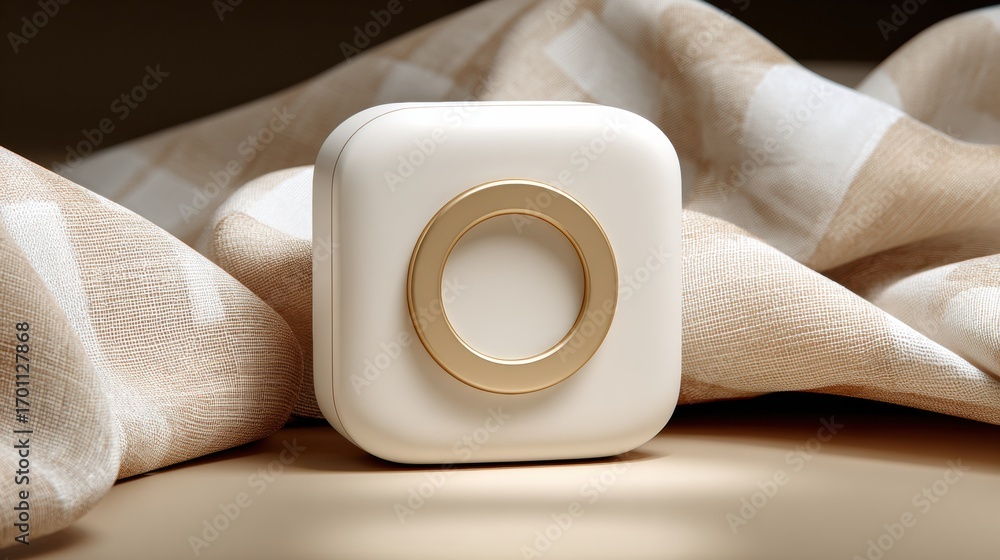 Poster decorative home object resting on a soft fabric surface with warm lighting highlighting its design a