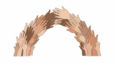 Conceptual Illustration of Diverse Hands Forming a Bridge, Symbolizing Unity, Collaboration, and Inclusivity for Social and Community Projects