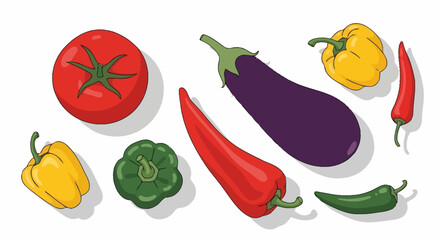 Vibrant Vegetable Assortment Illustration for Culinary Projects, Healthy Eating Campaigns, and Recipe Creation Visuals, Suited for Nutritional Guides and Farm-to-Table Advertising