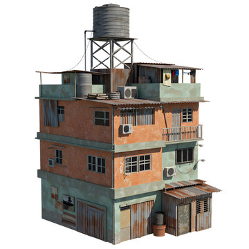 MultiStory Building with Corrugated Metal and Water Tank on Top Urban Architecture.