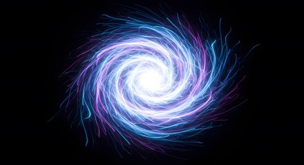 Bright Swirl with Blue and Purple Lines on Black Background