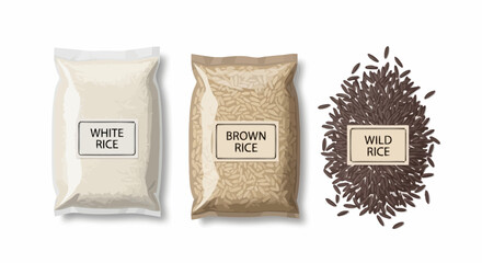 Three Rice Varieties in Packaged and Loose Forms for Culinary and Nutritional Education, Representing Global Food Diversity and Dietary Choices.