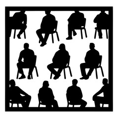 Group of Silhouettes Sitting in Chairs