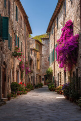 Fototapeta premium experience enchanting atmosphere of tuscany as you stroll through its narrow cobblestone streets