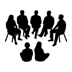 People in a Circle Silhouette