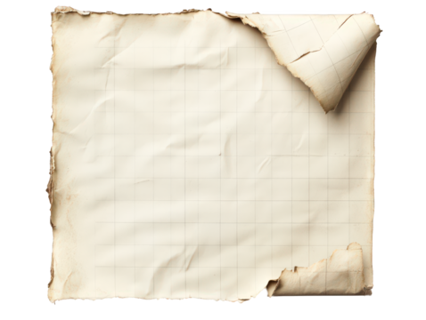 Piece of paper with a grid on it is torn in half