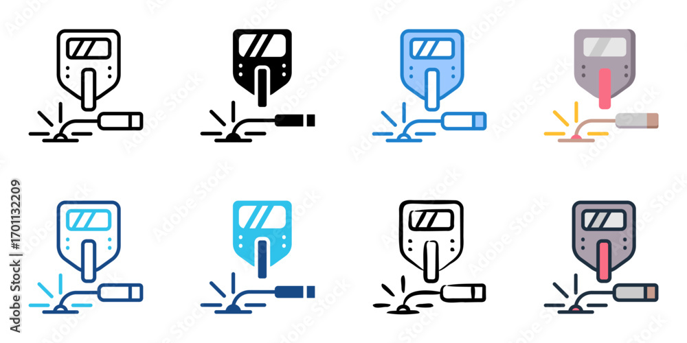 Poster welding icon set multiple style collection