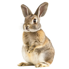 Fototapeta premium Rabbit is standing on its hind legs and looking at the camera