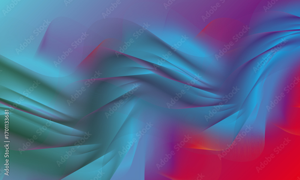 Poster abstract colorful wave art | modern gradient color thin line curve design | blue, violet, red vector