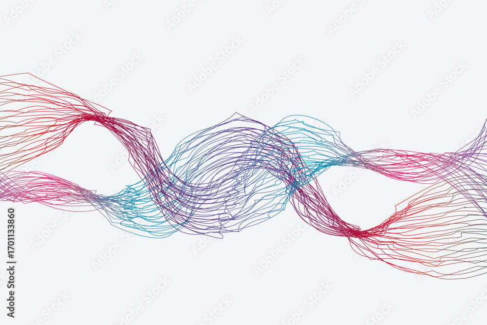 Poster abstract colorful wave art | modern gradient color thin line curve design | blue, violet, red vector