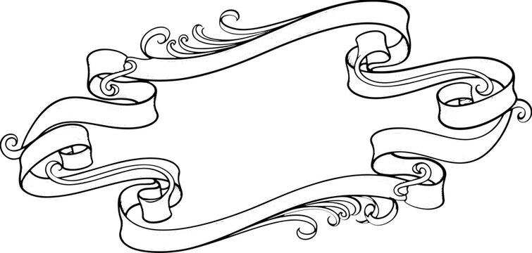 Elegant vintage ribbon scroll frame for vintage design projects and decorative text banners