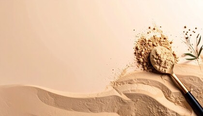 Beige Powder on a Soft Pink Background