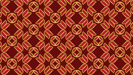 Abstract ornamental vector seamless red pattern and swatches oriental chinese new year modern simple wallpaper geometric diagonal fabric set of design elements EPS 10