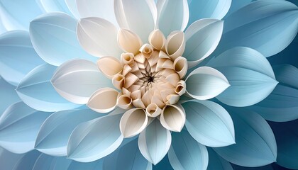 Blue and White Dahlia Bloom Close Up