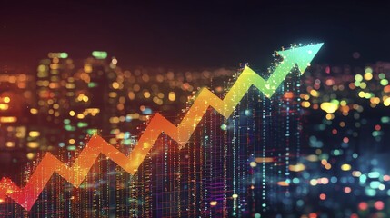 Uptrend Arrow Over Cityscape