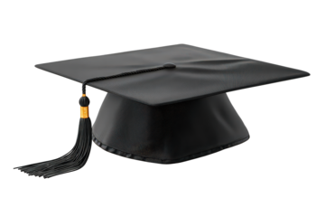 Black graduation cap with a gold tassel