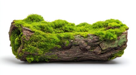 A mossy log section, vivid green