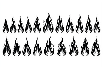 Black flame shapes with distressed texture on white background fire