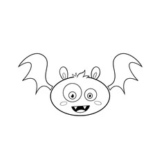 Cute round bat with a funny face Halloween October autumn fall clip art hand drawn black and white