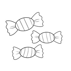 Halloween striped candy sweets clip art hand drawn black and white