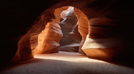 Sunlight streams into a narrow sandstone canyon (1)