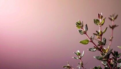 Close Up of Green Plant Against Pink Gradient Background