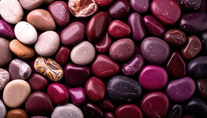 Collection of Mossy Rocks in Burgundy and Rose Hues