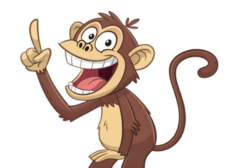 Obraz premium Grinning Monkey PNG – Funny Cartoon Ape Character, Exaggerated Expression, Isolated on Transparent Background