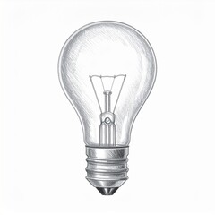 Monochrome Incandescent Light Bulb Illustration on White Background for Idea Generation Concepts