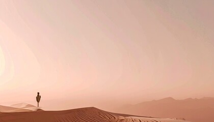 Desert Landscape at Sunset with Solitary Cactus