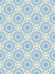 Seamless geometric mosaic pattern with floral shapes. Ideal for tiles, textiles, wallpapers, traditional decorative backgrounds projects, and architectural designs.