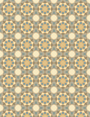 Seamless geometric mosaic pattern with floral shapes. Ideal for tiles, textiles, wallpapers, traditional decorative backgrounds projects, and architectural designs.