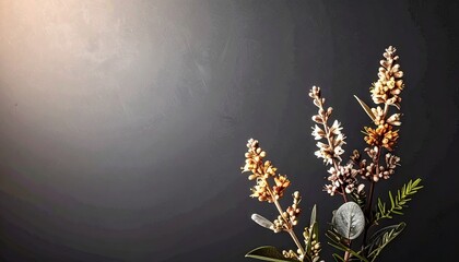 Dried Flowers on Dark Background