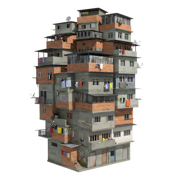 Stacked Urban Housing A Multilevel Slum Dwelling with Exposed Brick and Concrete Facades.