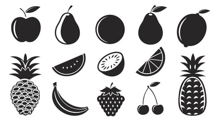 Assortment of fruit silhouettes apple pear