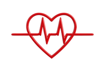 Red heart with a red line that looks like an ECG