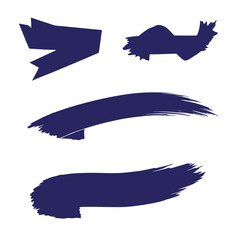 Obraz premium Abstract blue brush strokes and decorative shapes isolated on a clean white background