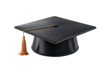 Black graduation cap with a gold tassel