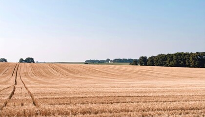 Fototapeta premium Golden Wheat Field Under a Clear Summer Sky