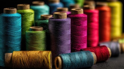 Close-up of colorful spools of thread (2)